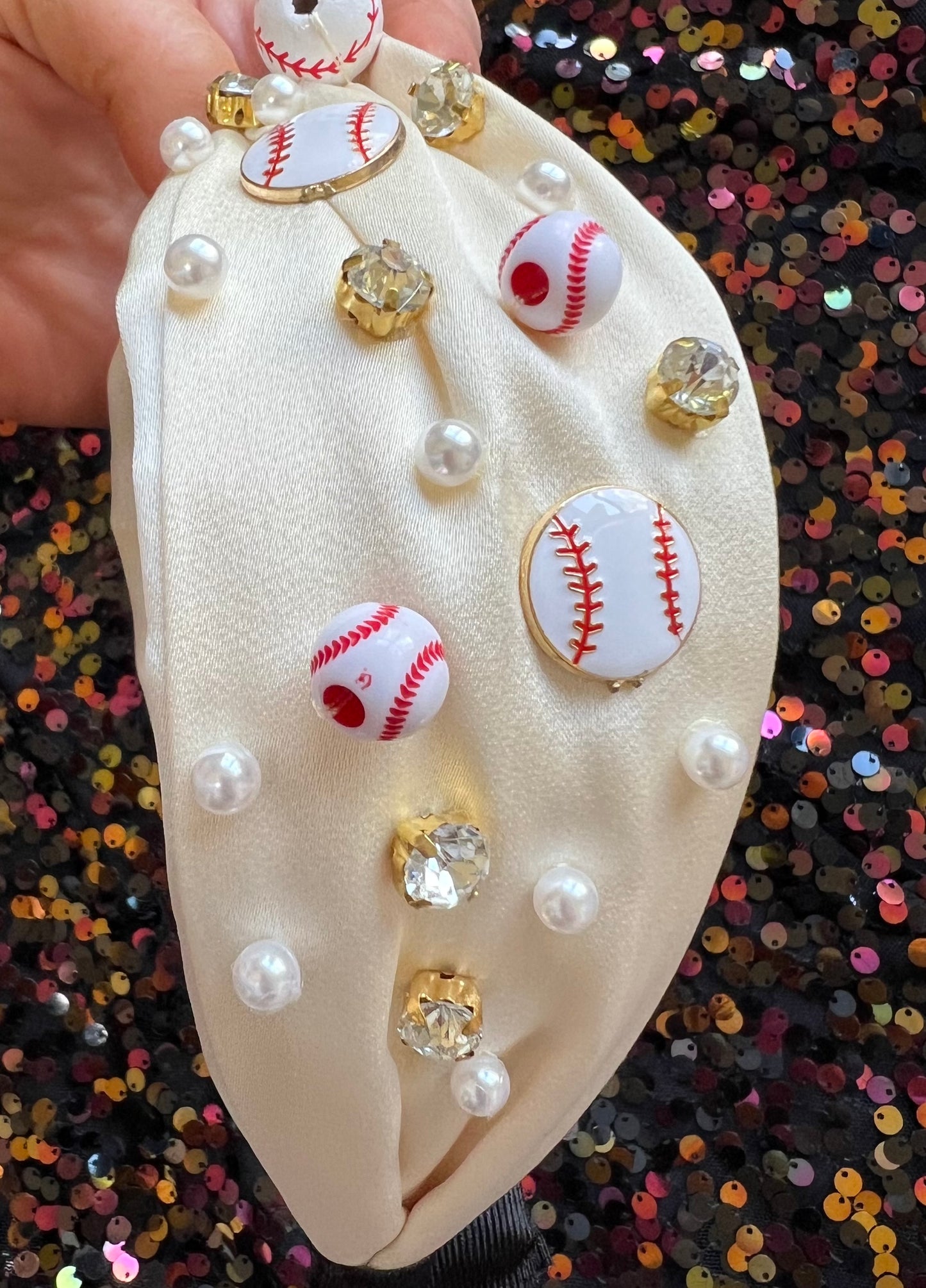 Take Me Out Beaded Baseball Headband