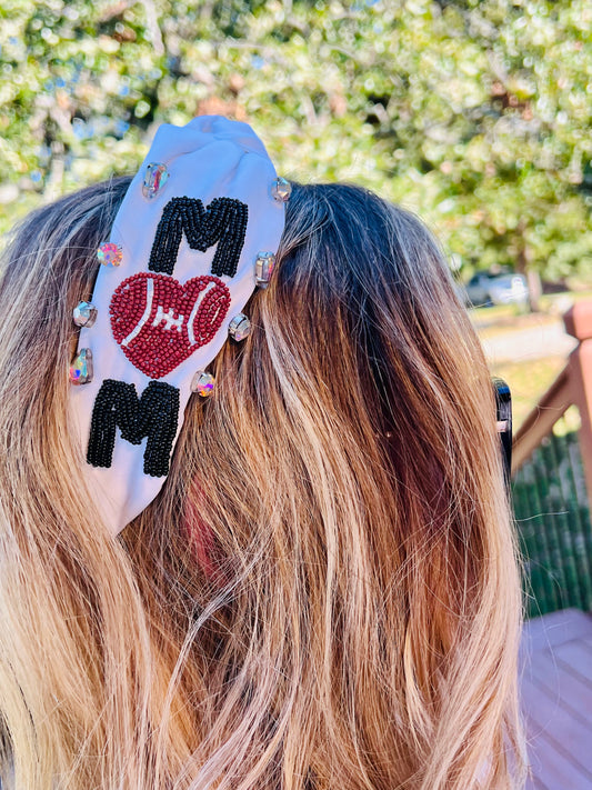 Mom Football Beaded Headband