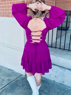 Becca Hot Pink Tiered Dress (Cutest Back Details)