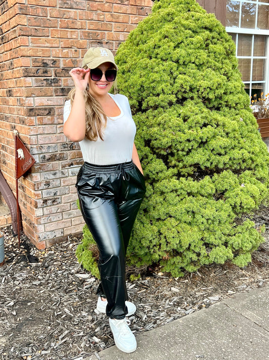 Rachel Faux Leather Jogger