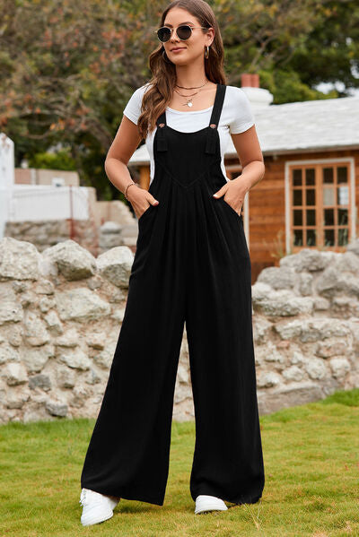 Willa Wide Strap Square Neck Wide Leg Overalls