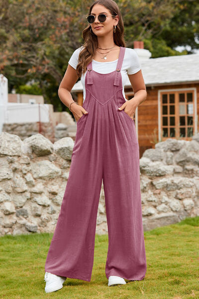 Willa Wide Strap Square Neck Wide Leg Overalls