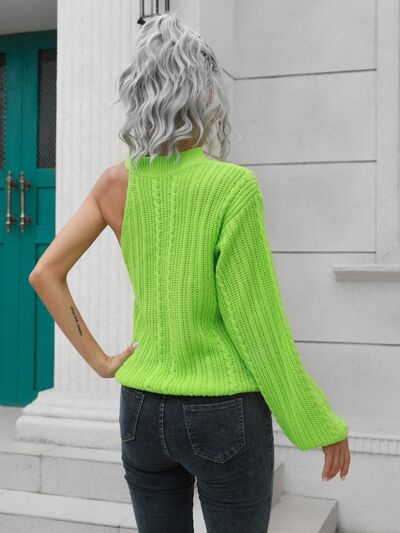 Calli Cable-Knit Neck Asymmetrical Sweater