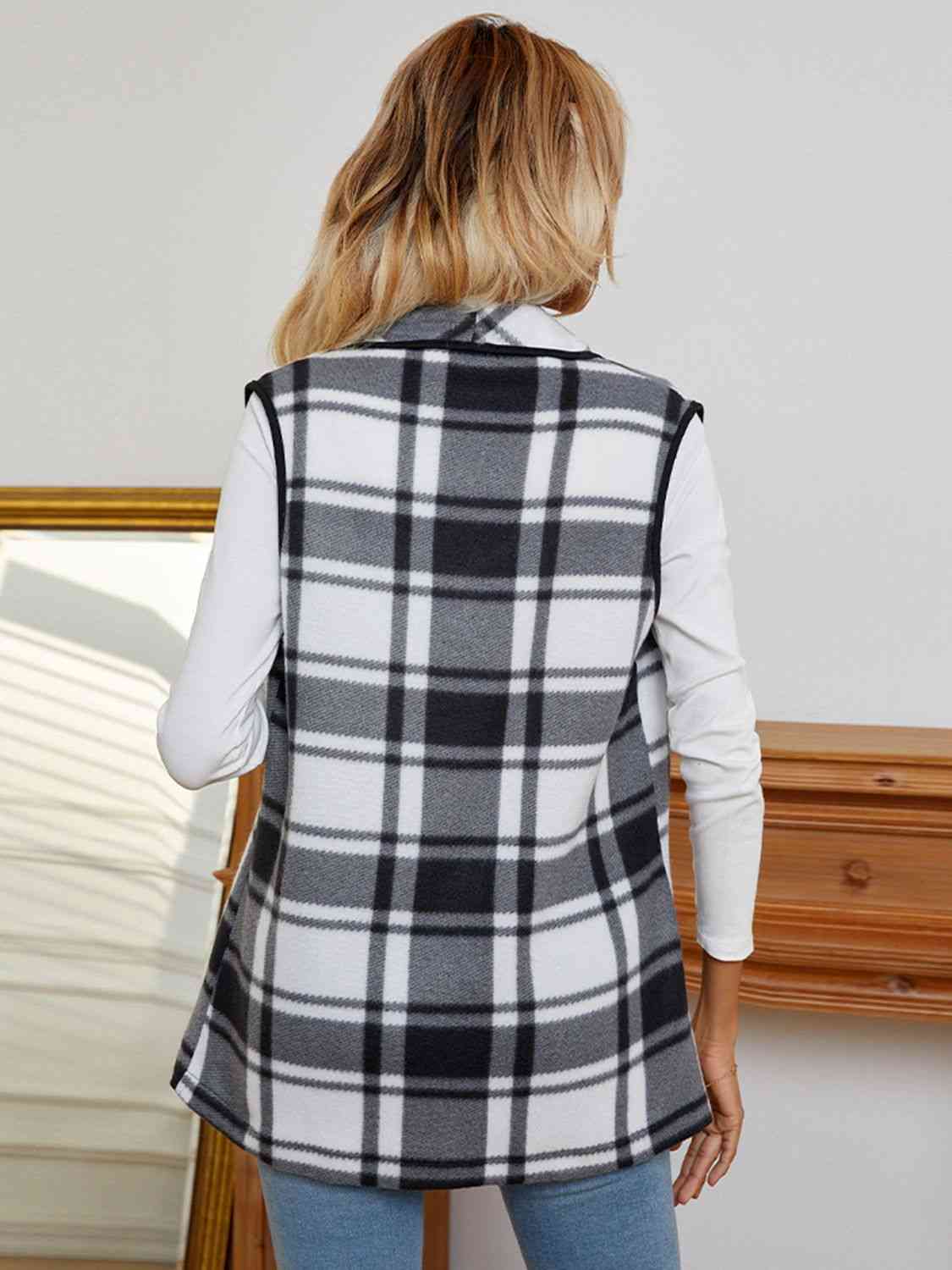 Penny Plaid Open Front Vest