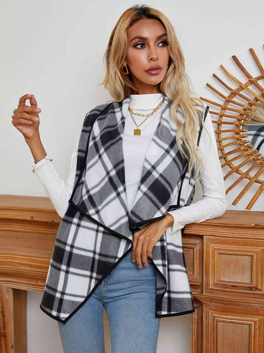 Penny Plaid Open Front Vest