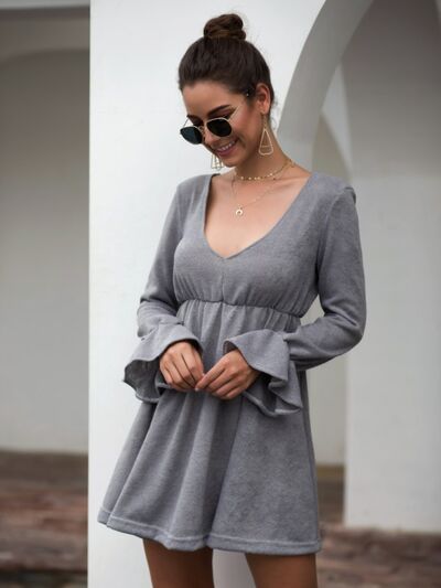 Sizzle Sleeve V-Neck Mini Dress