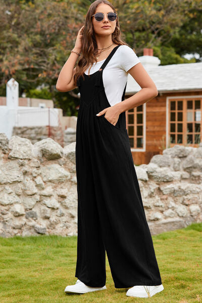 Willa Wide Strap Square Neck Wide Leg Overalls