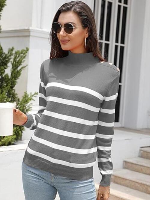 Striped Shoulder Detail Sweater