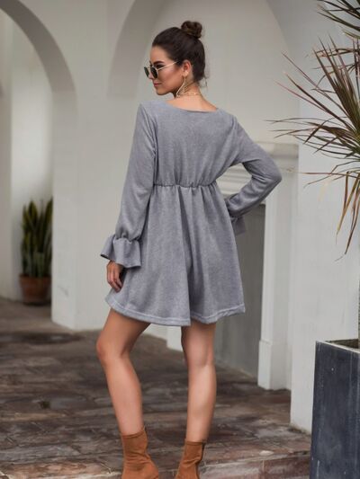 Sizzle Sleeve V-Neck Mini Dress